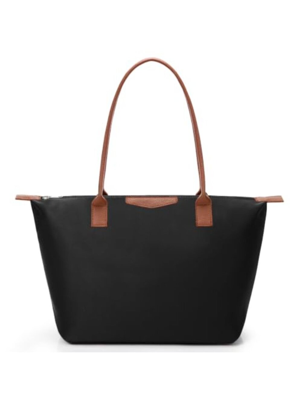 Nylon Tote Bag Women Lightweight Top-Handle Purse Zipper Leather Handles